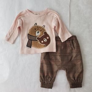 💖💕🐻NWT Peek baby girl 2 piece set pants and shirt 3-6 months